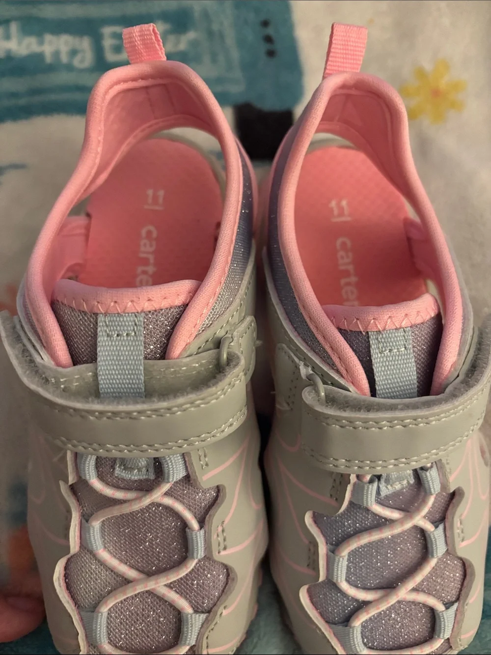 Carters Girls Kids Light Pink & Gray Active Sandals